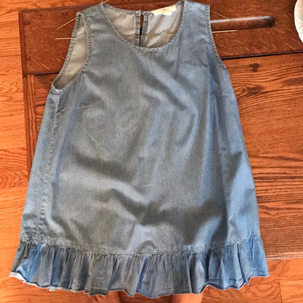 jean short sleeve shirt with ruffles